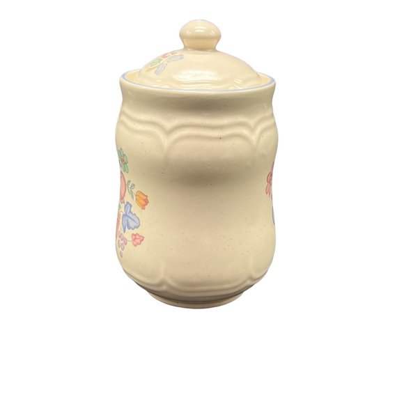 Vintage International China Stoneware Jelly/Jam Jar Pink with a Floral Motif - Picture 6 of 7